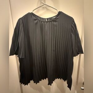 Express Elegant Black Pleated Blouse